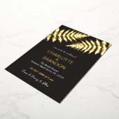 ブラックと金ゴールドアウトドア結婚ズ金ゴールド 箔招待状 (回転した状態)