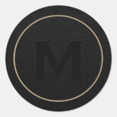 ブラックと金ゴールドイニシャル ラウンドシール (正面)