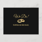 ブラックと金ゴールドウェディングRSVP- インビテーションポストカード (正面)