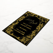 ブラックと金ゴールドエレガンス、アートフレーム 箔招待状 (回転した状態)