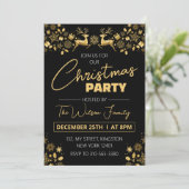 ブラックと金ゴールドエレガントのクリスマスパーティー 招待状 (スタンド正面)