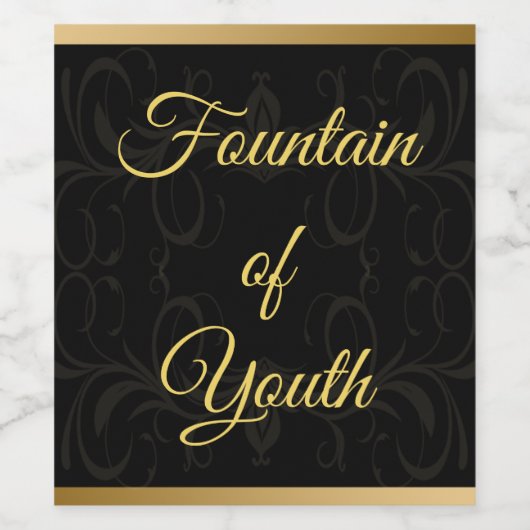 ブラックと金ゴールドエレガントのユースワインの泉 ワインラベル (シングルラベル)