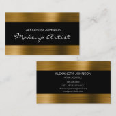 ブラックと金ゴールドエレガントの金属箔メイクアップアーティスト 名刺 (正面/裏面)