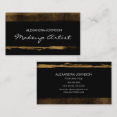 ブラックと金ゴールドエレガントの金属箔メイクアップアーティスト 名刺 (正面/裏面)