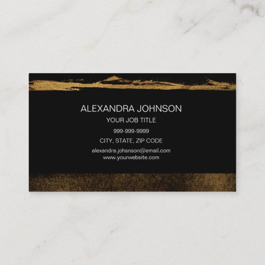 ブラックと金ゴールドエレガントの金属箔メイクアップアーティスト 名刺 (裏面)