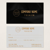 ブラックと金ゴールドエレガントギフトカード (正面&裏面)