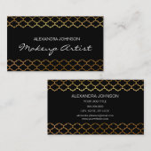 ブラックと金ゴールドエレガントフォイルのメイクアップアーティスト 名刺 (正面/裏面)