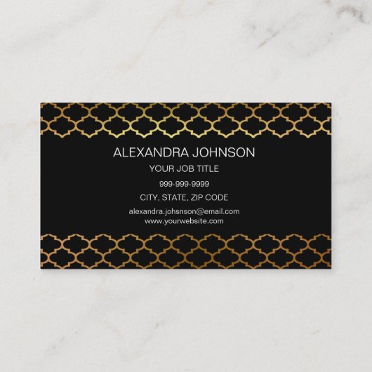 ブラックと金ゴールドエレガントフォイルのメイクアップアーティスト 名刺 (裏面)