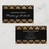 ブラックと金ゴールドエレガントフォイルのメイクアップアーティスト 名刺 (正面/裏面)