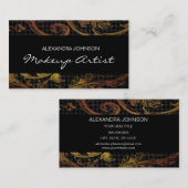 ブラックと金ゴールドエレガントフォイルのメイクアップアーティスト 名刺 (正面/裏面)