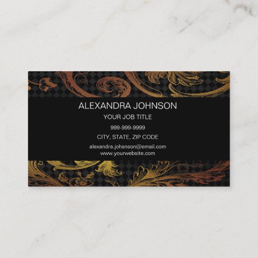 ブラックと金ゴールドエレガントフォイルのメイクアップアーティスト 名刺 (裏面)