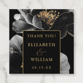 ブラックと金ゴールドエレガントフローラ結婚の皆様 フェイバータグ