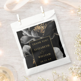 ブラックと金ゴールドエレガントフローラ結婚の皆様 フェイバーバッグ