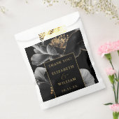 ブラックと金ゴールドエレガントフローラ結婚の皆様 フェイバーバッグ (封をした状態)