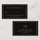 ブラックと金ゴールドエレガントミニマル独身の使用 予約カード (正面/裏面)