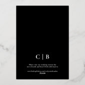 ブラックと金ゴールドエレガント華美結婚式招待状 箔招待状 (裏面)