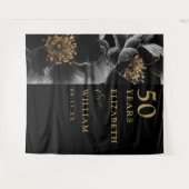 ブラックと金ゴールドエレガント50周年の背景 タペストリー (正面(横))