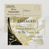 ブラックと金ゴールドオンシャンパンシルク インビテーションポストカード (正面/裏面)