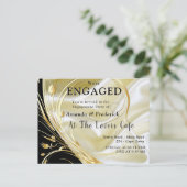 ブラックと金ゴールドオンシャンパンシルク インビテーションポストカード (スタンド正面)
