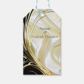 ブラックと金ゴールドオンシャンパンシルク ギフトタグ (正面)