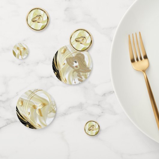 ブラックと金ゴールドオンシャンパンシルク コンフェッティ (グループ)