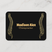 ブラックと金ゴールドカイロプラクタースパインセラピスト 名刺 (正面)