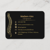 ブラックと金ゴールドカイロプラクタースパインセラピスト 名刺 (裏面)