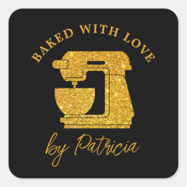 ブラックと金ゴールドカスタムの焼いたグリッター スクエアシール