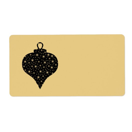 ブラックと金ゴールドカラークリスマスボーブルデザイン。 ラベル (正面)