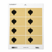 ブラックと金ゴールドカラークリスマスボーブルデザイン。 ラベル (フルシート)