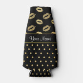 ブラックと金ゴールドキスとラブハート ボトルクーラー (正面)