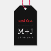 ブラックと金ゴールドギフトラベルと愛ハートと矢印 ギフトタグ (裏面)