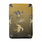 ブラックと金ゴールドグラフィックアート、Ethereal Unison バスマット (正面縦)