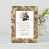 ブラックと金ゴールドグ結婚ラム 招待状 (スタンド正面)