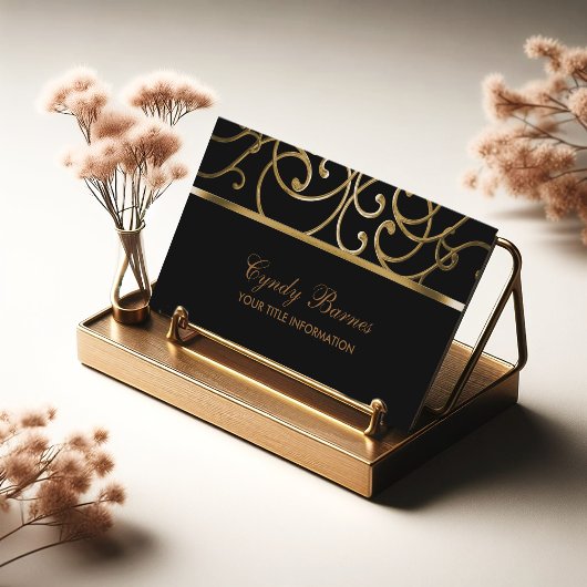 ブラックと金ゴールドコンテンポラリーの名刺 名刺