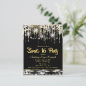 ブラックと金ゴールドスウィート16パーティー 招待状 (スタンド正面)