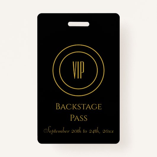 ブラックと金ゴールドスタイリッシュのVIPアクセスバックステージパス バッジ (正面)