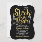 ブラックと金ゴールドストックバー婚約パーティ 招待状 (正面)