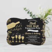 ブラックと金ゴールドストックバー婚約パーティ 招待状 (スタンド正面)