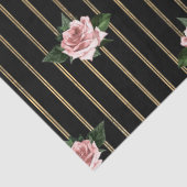 ブラックと金ゴールドストライプとピンクローズのデコページ 薄葉紙 (詳細)