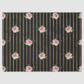 ブラックと金ゴールドストライプとピンクローズのデコページ 薄葉紙 (正面)