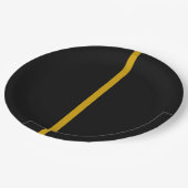 ブラックと金ゴールドストライププレート ペーパープレート (アングル)