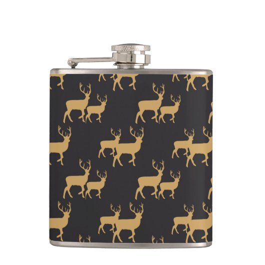 ブラックと金ゴールドトナカイ フラスク (正面)