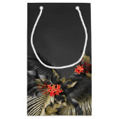 ブラックと金ゴールドトロピカル結婚ズ スモールペーパーバッグ (裏面)