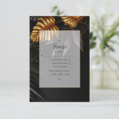 ブラックと金ゴールドトロピカル結婚ズ 出欠カード (スタンド正面)