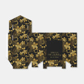 ブラックと金ゴールドトロピカル葉の花のパターン フェイバーボックス (折り畳みなし)