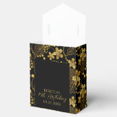 ブラックと金ゴールドトロピカル葉の花のパターン フェイバーボックス (オープン)