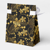 ブラックと金ゴールドトロピカル葉の花のパターン フェイバーボックス (裏面サイド)