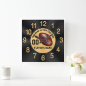 ブラックと金ゴールドパーソナライズされたのシニア・フットボール・ギフト スクエア壁時計 (ホーム)
