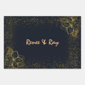 ブラックと金ゴールドパーソナライズされたのラッピング紙 ラッピングペーパーシート (正面3)